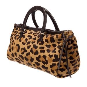 PRADA Leopard Pony Hair Cavallino Handle Bag
